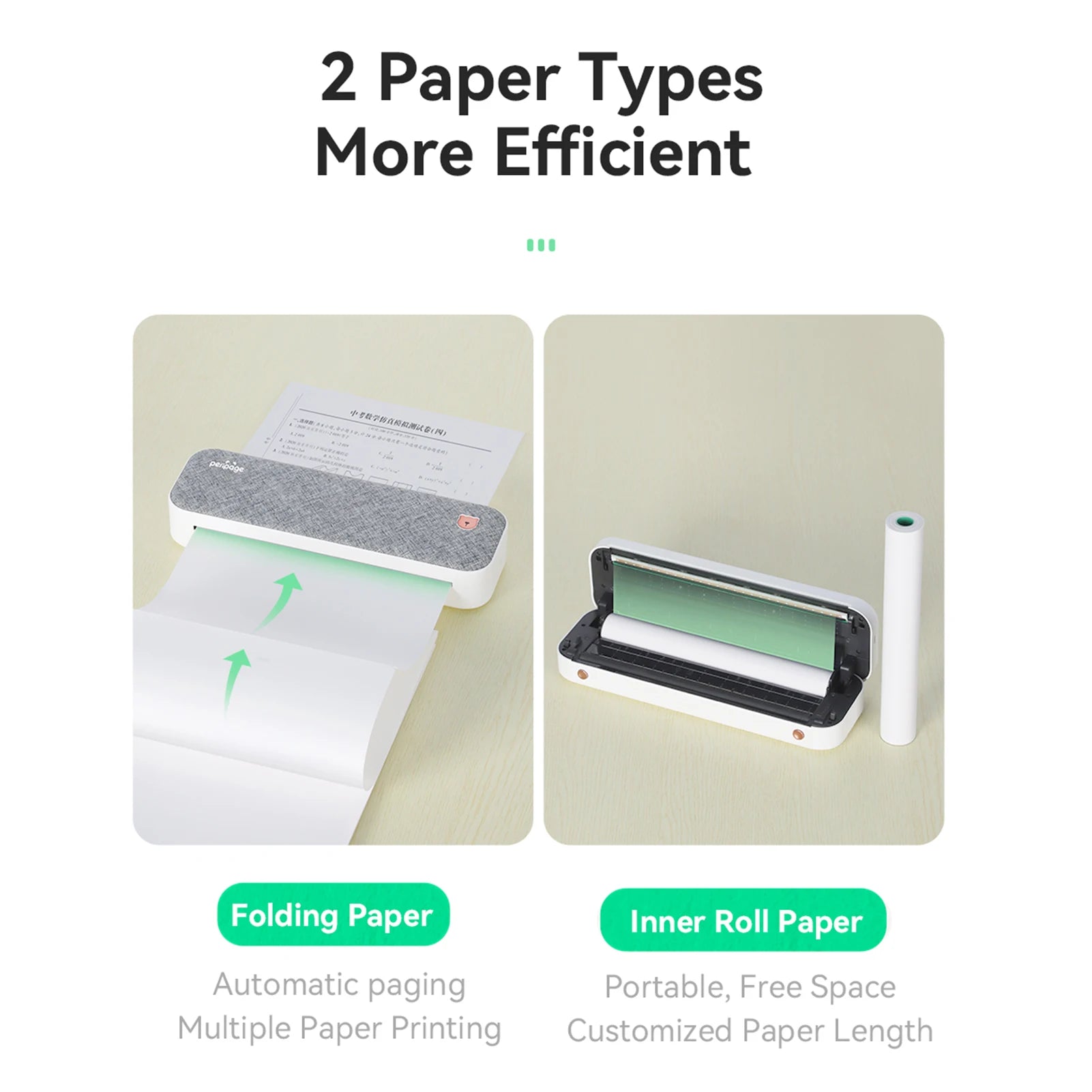 PeriPage A40 A4 Printer Wirless Printer USB Android BT Printing PDF File Webpage Contract Picture with 10 Rolls Thermal Paper - RealmSelect