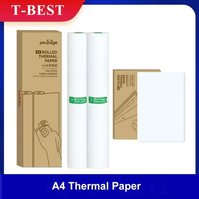PeriPage A40 A4 Printer Wirless Printer USB Android BT Printing PDF File Webpage Contract Picture with 10 Rolls Thermal Paper - RealmSelect