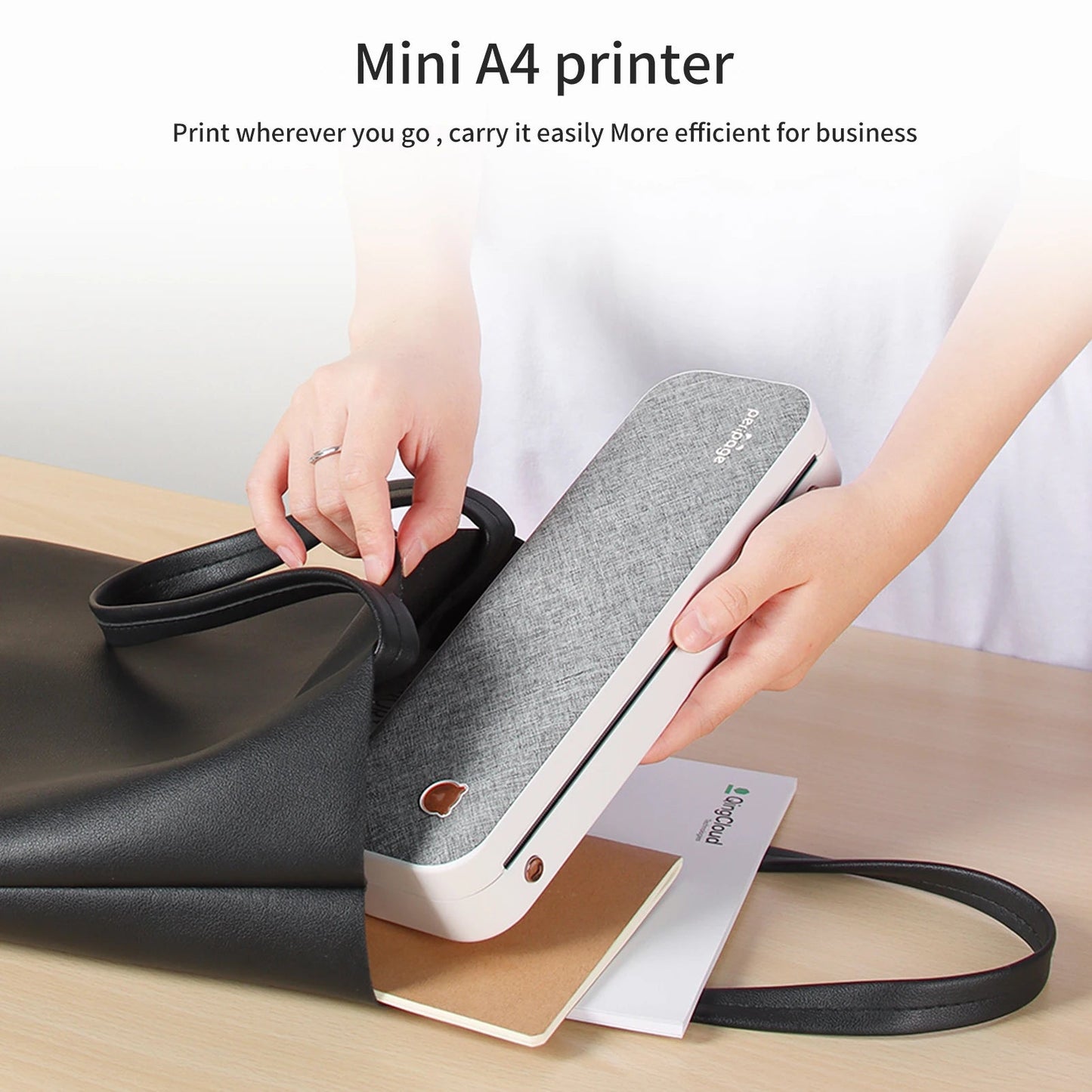 PeriPage A40 A4 Printer Wirless Printer USB Android BT Printing PDF File Webpage Contract Picture with 10 Rolls Thermal Paper - RealmSelect