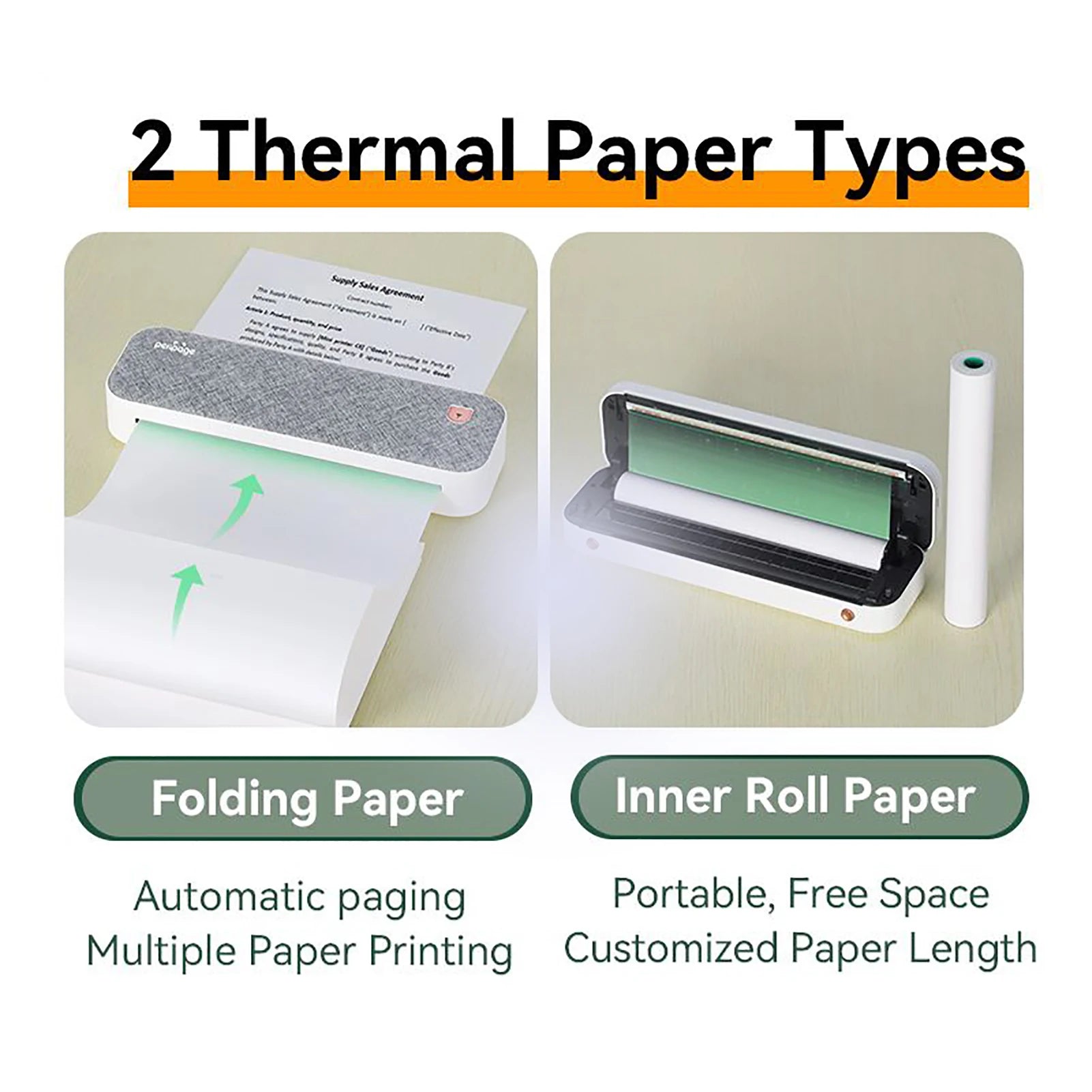 PeriPage A40 A4 Printer Wirless Printer USB Android BT Printing PDF File Webpage Contract Picture with 10 Rolls Thermal Paper - RealmSelect