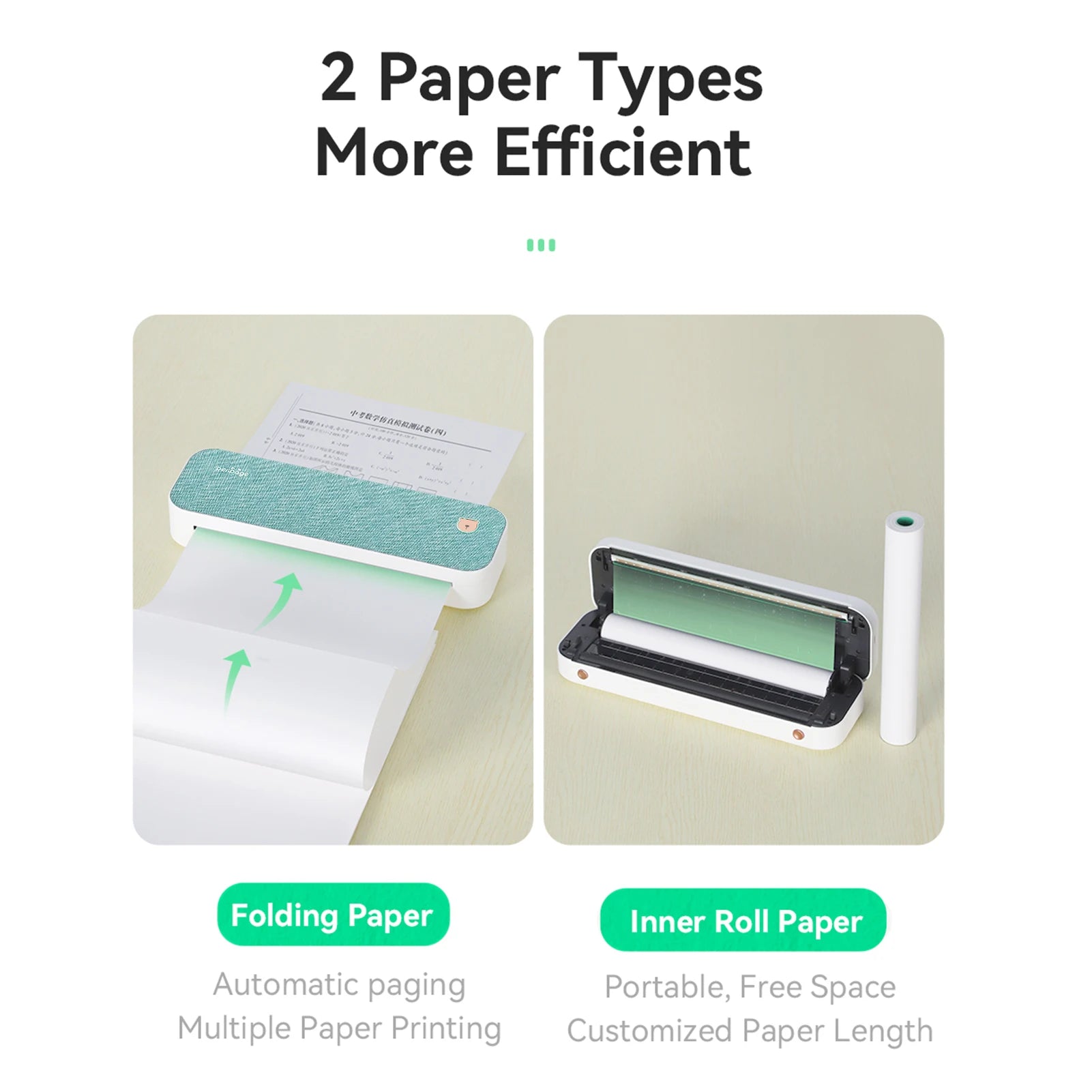 PeriPage A40 A4 Printer Wirless Printer USB Android BT Printing PDF File Webpage Contract Picture with 10 Rolls Thermal Paper - RealmSelect