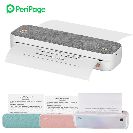 PeriPage A40 A4 Printer Wirless Printer USB Android BT Printing PDF File Webpage Contract Picture with 10 Rolls Thermal Paper - RealmSelect