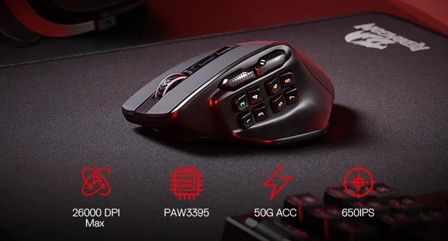 Redragon M811 PRO Wireless MMO Gaming Mouse, 15 Programmable Buttons RGB Gamer Mouse, 10 Side Macro Keys - RealmSelect