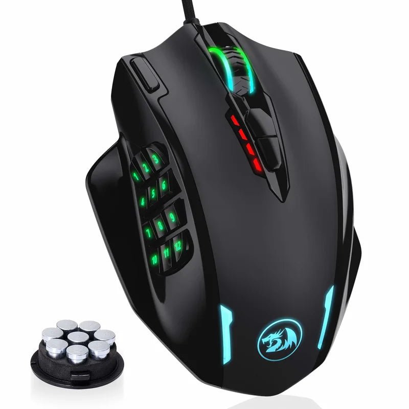 Redragon M908 RGB Backlight LED USB Wired Gaming Mouse 18 Programmable Mouse Buttons 12400 DPI - RealmSelect
