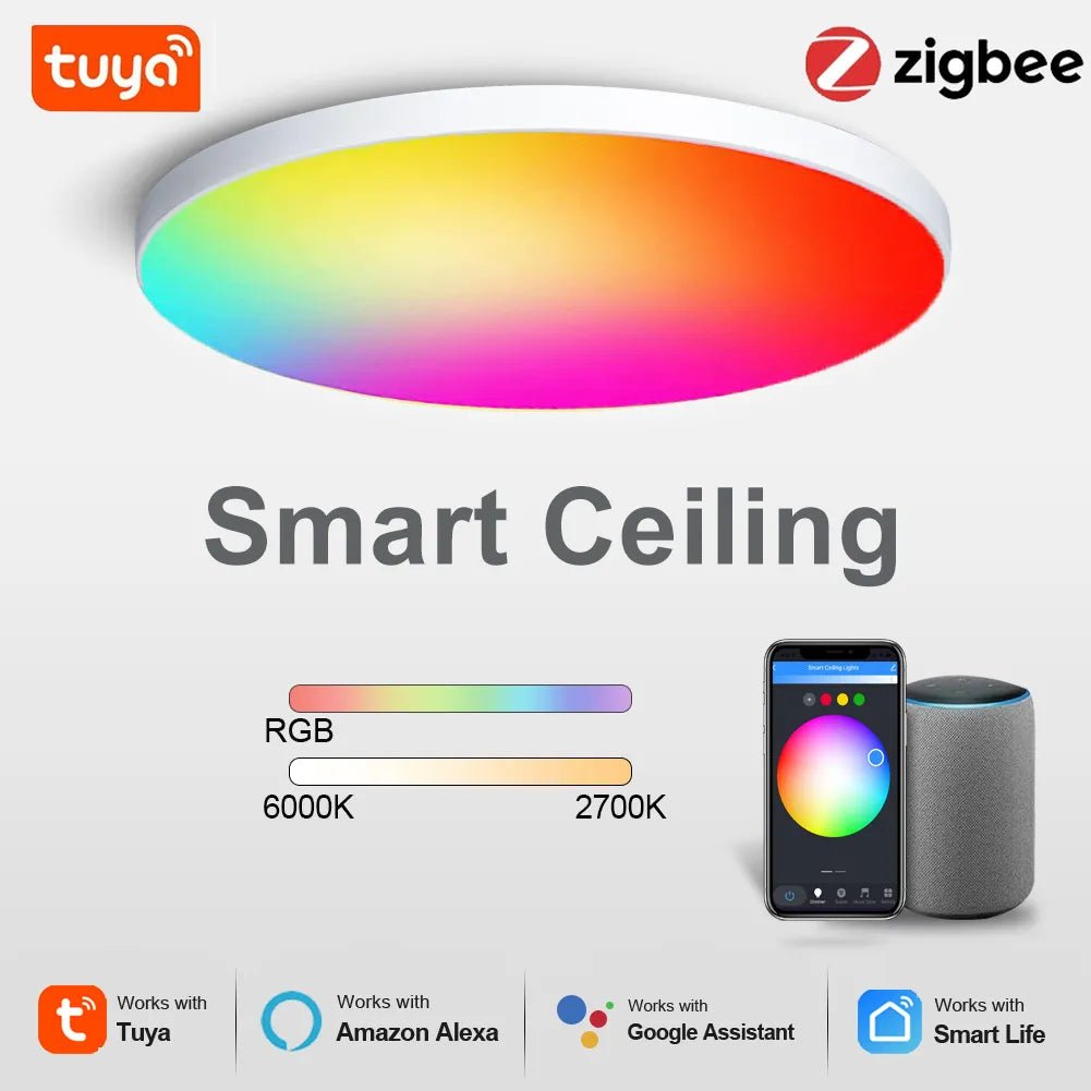 Smart Home Lighting: Tuya Zigbee 3.0 WiFi RGBW LED Ceiling Lamp - RealmSelect