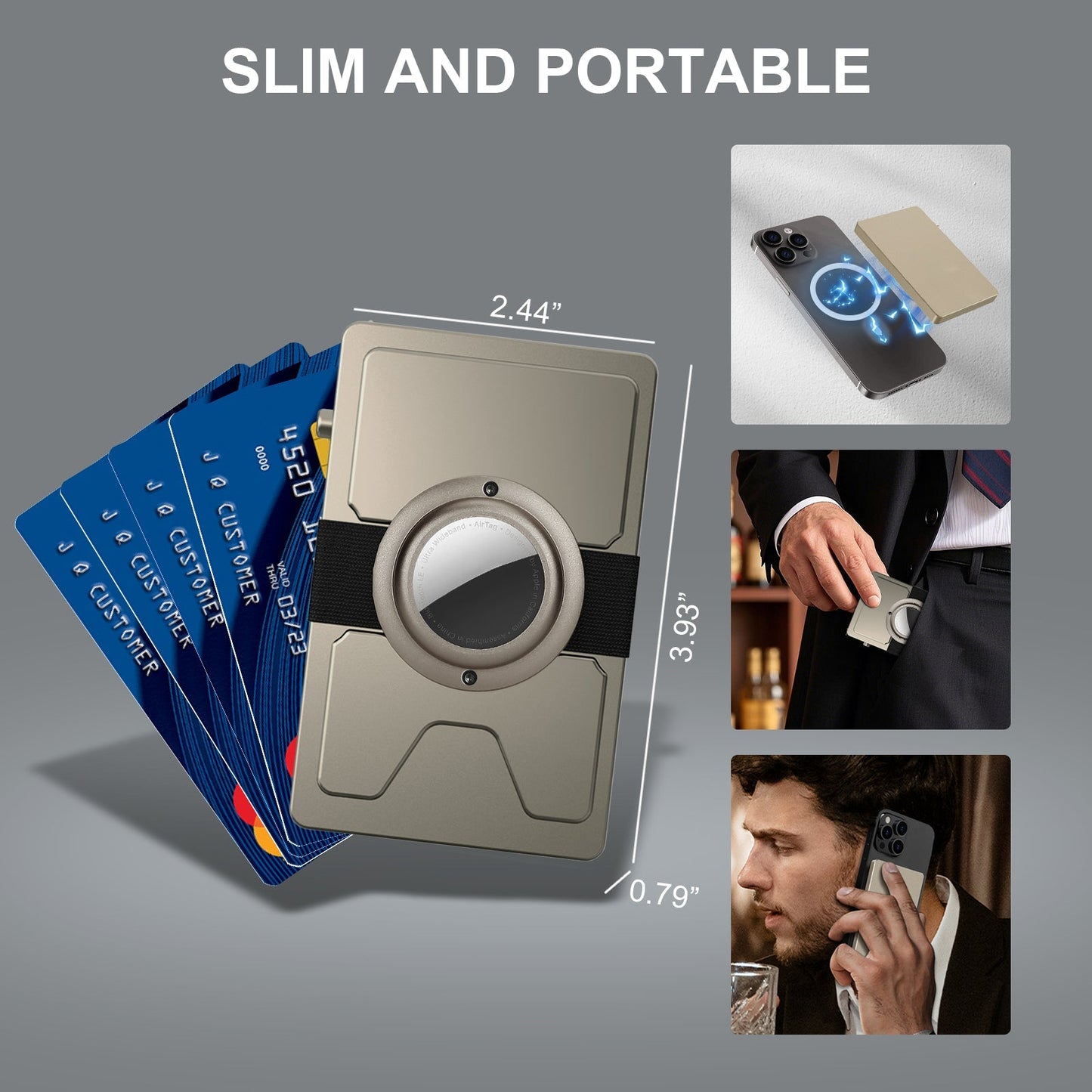 TOYFID All - Aluminum Pop Up Slide Rfid Slim Card Holder Wallet With Airtag Holder - RealmSelect