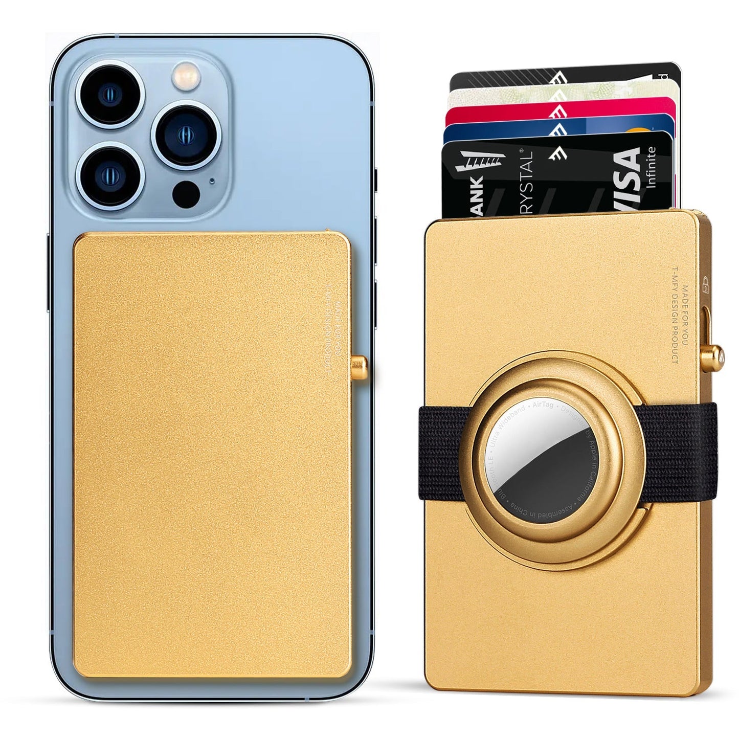 TOYFID All - Aluminum Pop Up Slide Rfid Slim Card Holder Wallet With Airtag Holder - RealmSelect