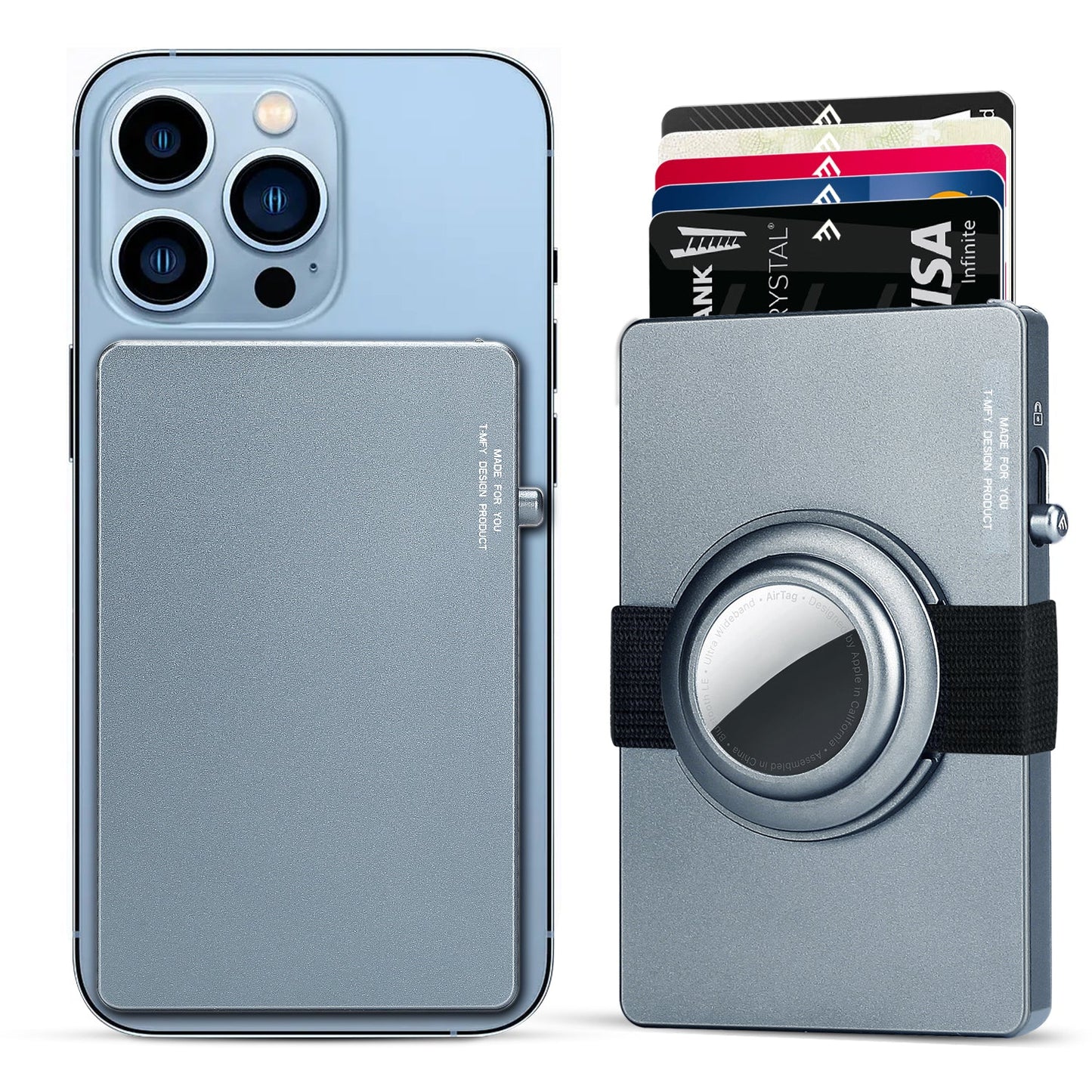 TOYFID All - Aluminum Pop Up Slide Rfid Slim Card Holder Wallet With Airtag Holder - RealmSelect