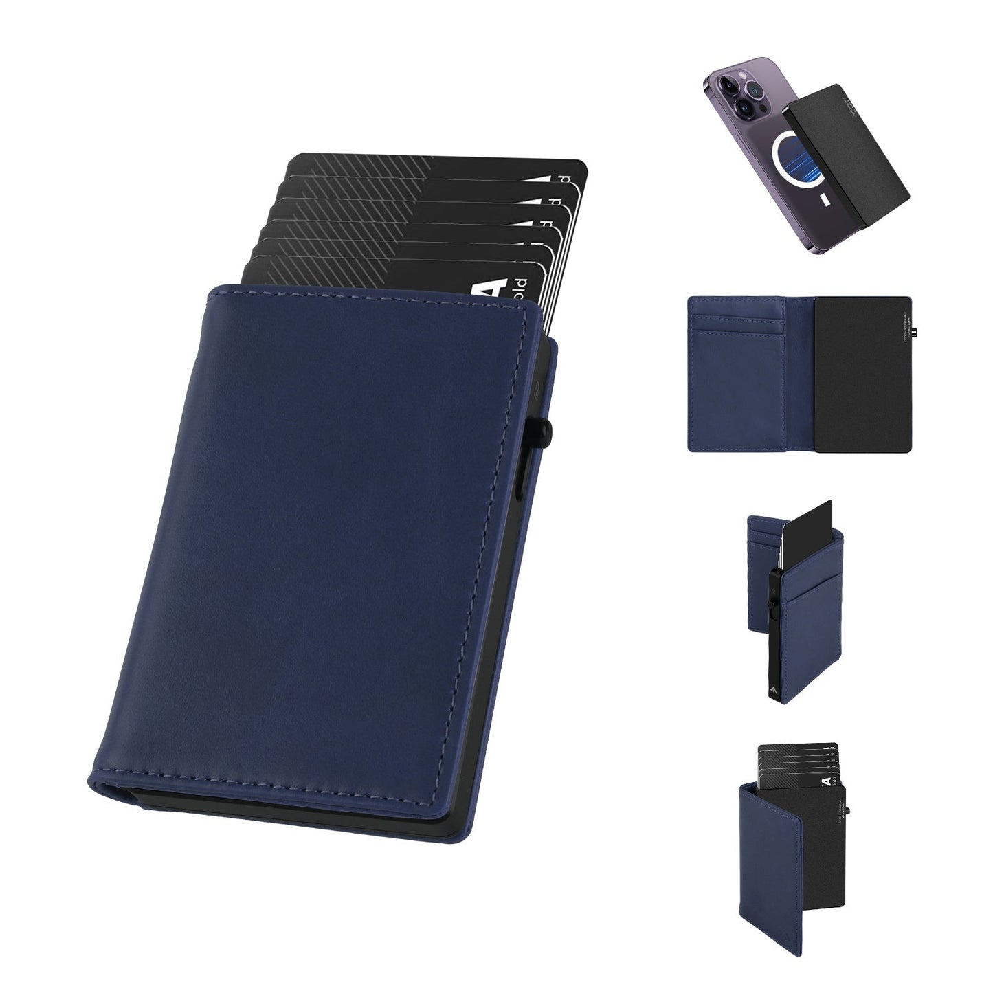 TOYFID Aluminum Alloy Wallet With Genuine Leather Cover Men's Billfolds - RealmSelect