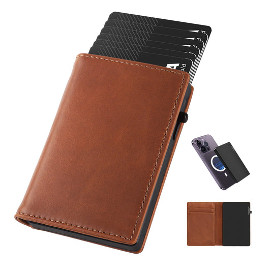 TOYFID Aluminum Alloy Wallet With Genuine Leather Cover Men's Billfolds - RealmSelect