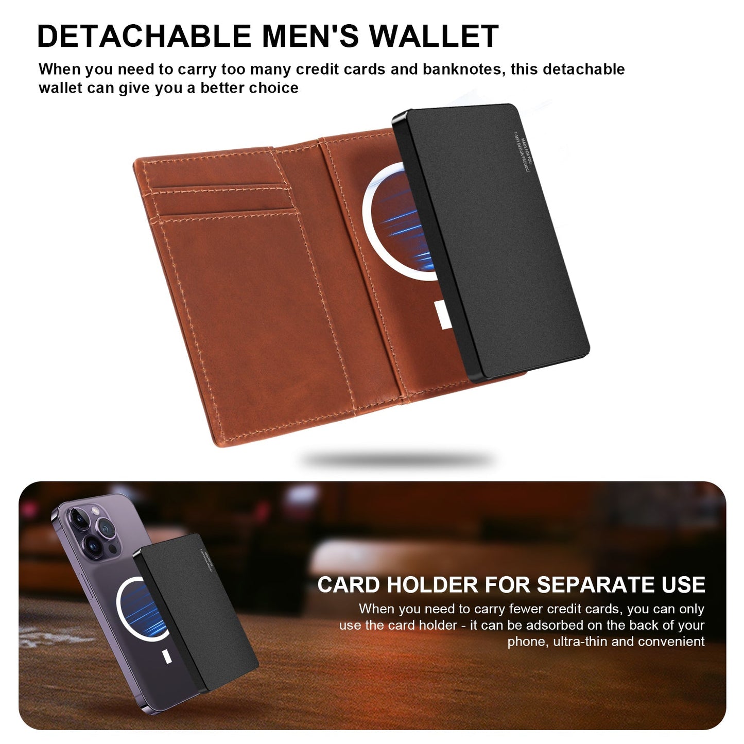 TOYFID Aluminum Alloy Wallet With Genuine Leather Cover Men's Billfolds - RealmSelect
