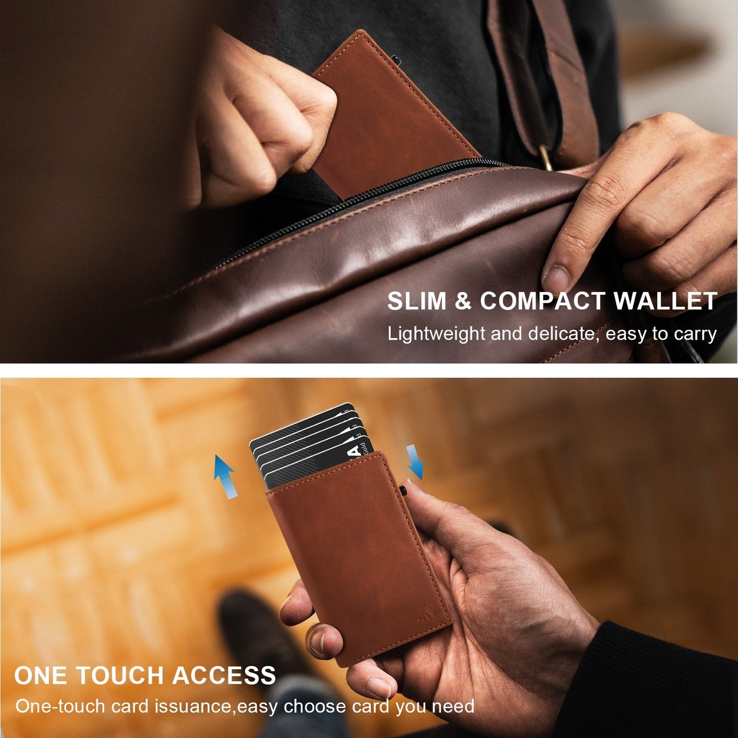 TOYFID Aluminum Alloy Wallet With Genuine Leather Cover Men's Billfolds - RealmSelect