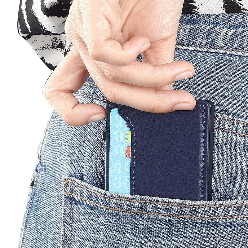 TOYFID Wallet With PU Leather Cover,Aluminum Alloy Pop Up Wallet Holder Card - RealmSelect