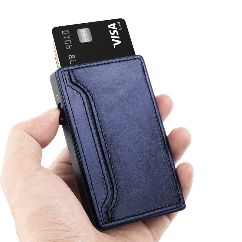 TOYFID Wallet With PU Leather Cover,Aluminum Alloy Pop Up Wallet Holder Card - RealmSelect