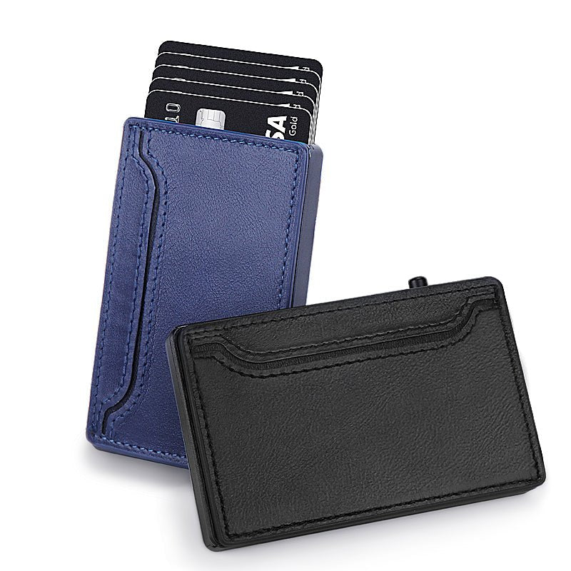 TOYFID Wallet With PU Leather Cover,Aluminum Alloy Pop Up Wallet Holder Card - RealmSelect