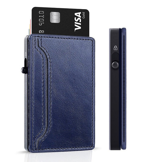 TOYFID Wallet With PU Leather Cover,Aluminum Alloy Pop Up Wallet Holder Card - RealmSelect