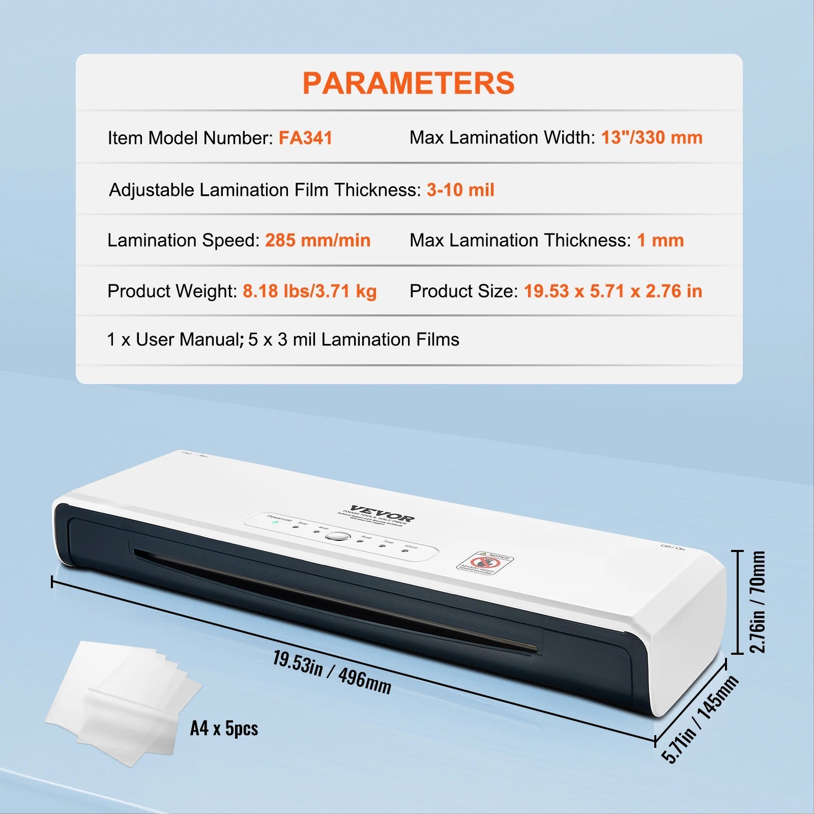 VEVOR 13 - inch Laminating Machine 4 Rollers Hot & Cold Thermal Laminator Quick Warm - up Laminating Machine for Home Office School - RealmSelect