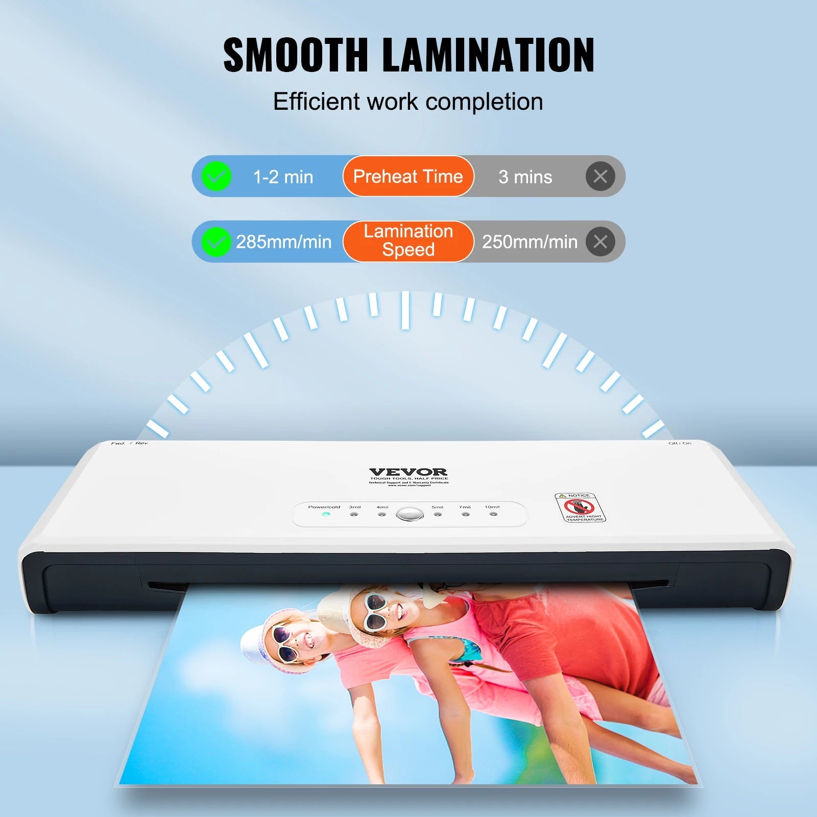 VEVOR 13 - inch Laminating Machine 4 Rollers Hot & Cold Thermal Laminator Quick Warm - up Laminating Machine for Home Office School - RealmSelect