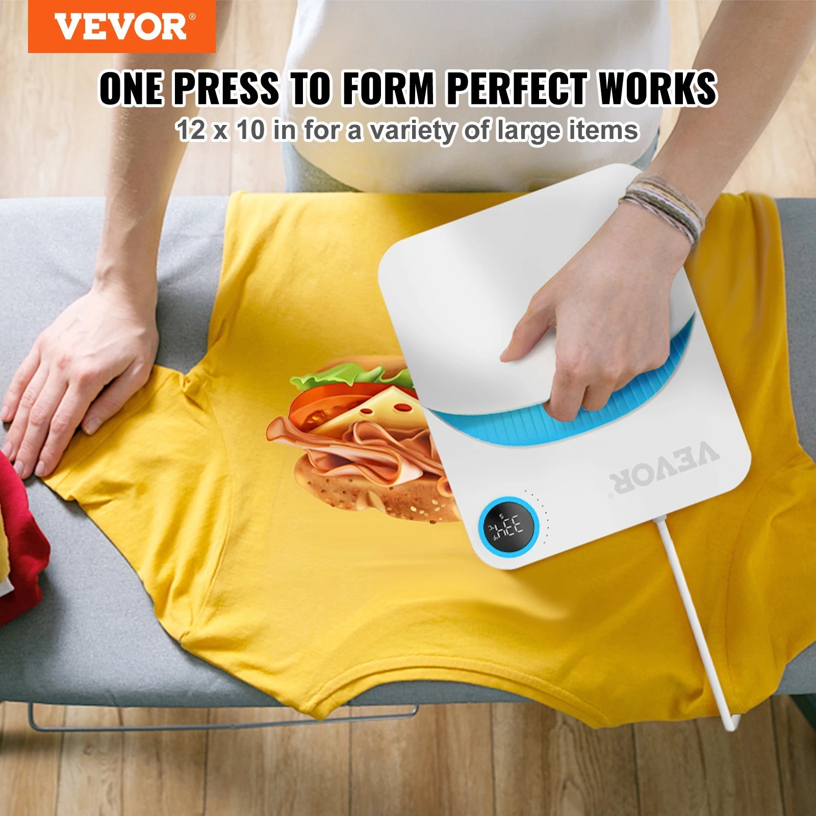 VEVOR 9x9/12x10 in Portable Heat Press Machine DIY Shirt Printing Multifunctional Sublimation Transfer for HTV Vinyl T-shirt Bag - RealmSelect