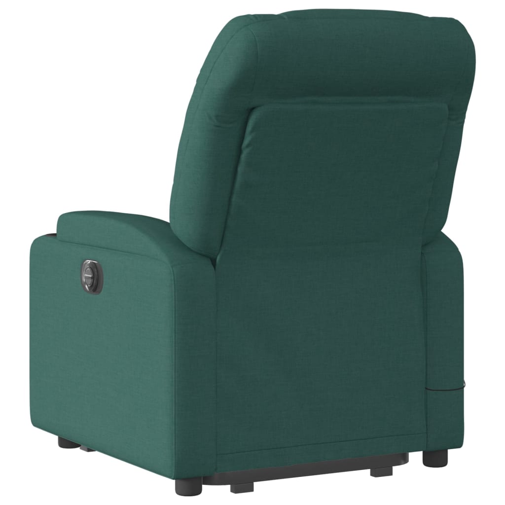 vidaXL Electric Stand up Massage Recliner Chair Dark Green Fabric - RealmSelect