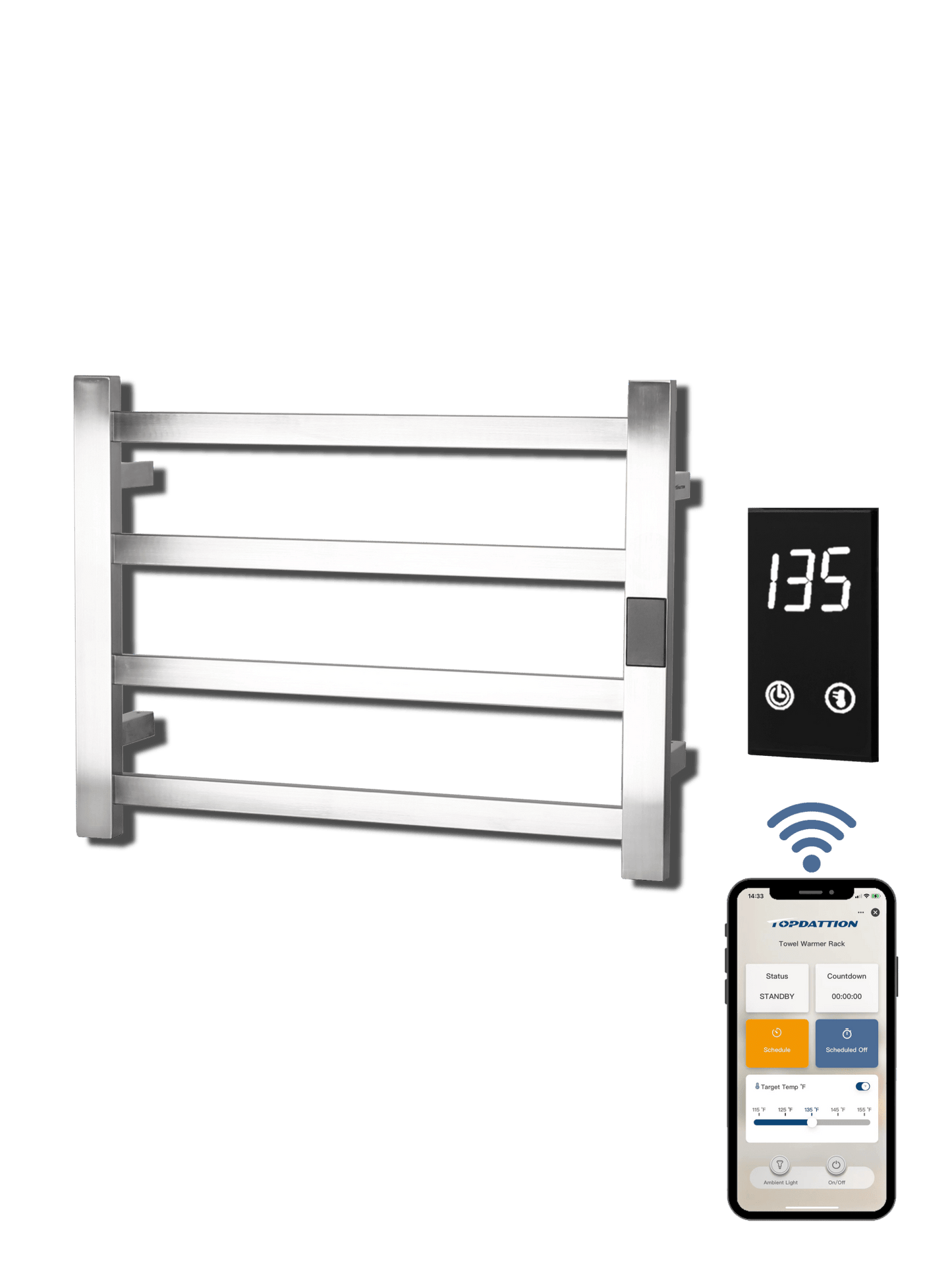 WiFi 4Bar |Smart Wireless Electric Towel Warmer | Blade Thin 4 Bar Design | Alexa & Google Home Compatible - RealmSelect