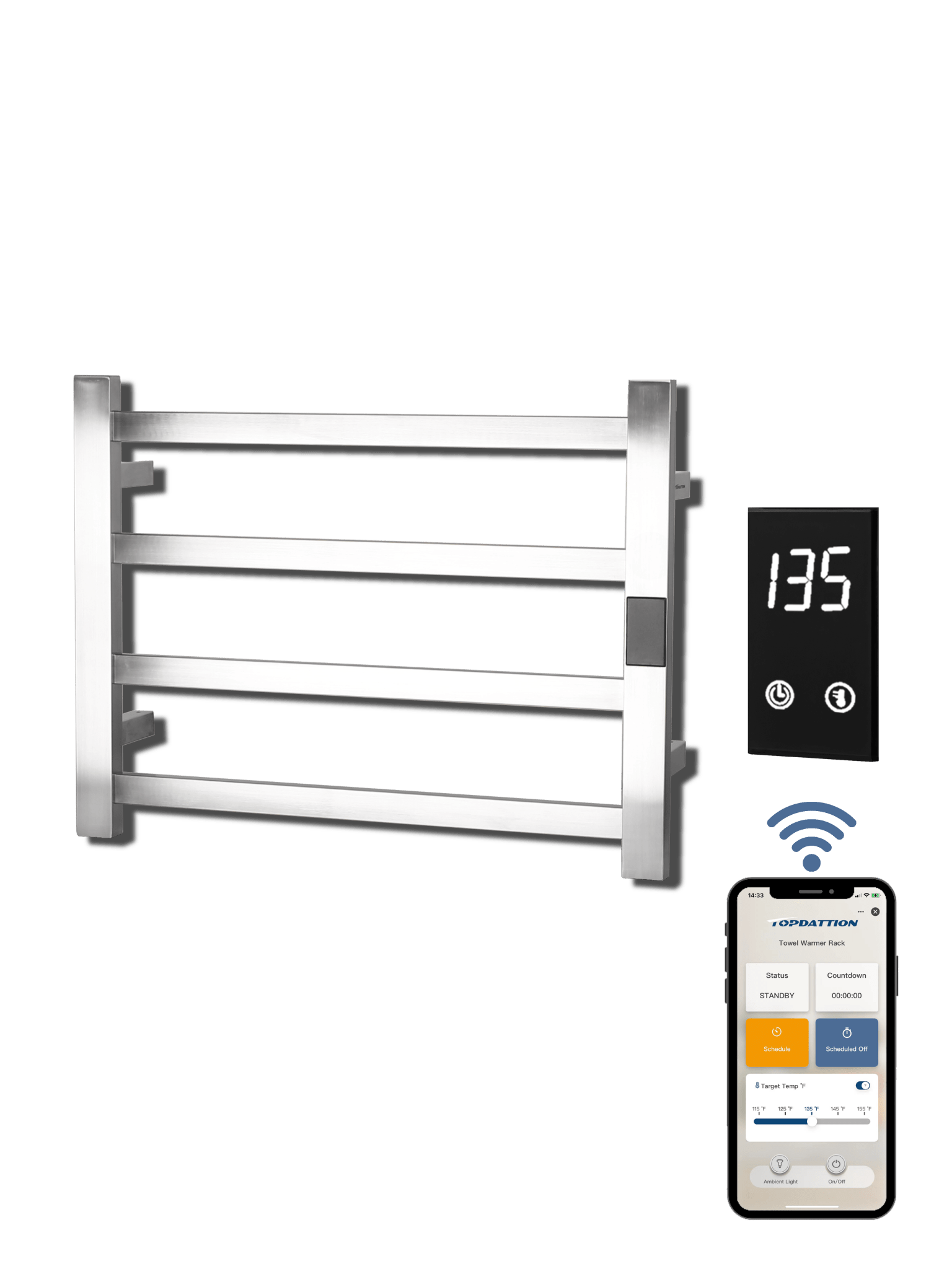 WiFi 4Bar |Smart Wireless Electric Towel Warmer | Blade Thin 4 Bar Design | Alexa & Google Home Compatible - RealmSelect