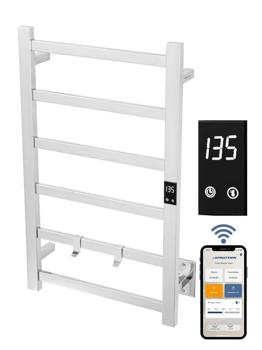 WiFi 6Bar |Smart Wireless Electric Towel Warmer | Blade Thin 6 Bar Design | Alexa & Google Home Compatible - RealmSelect