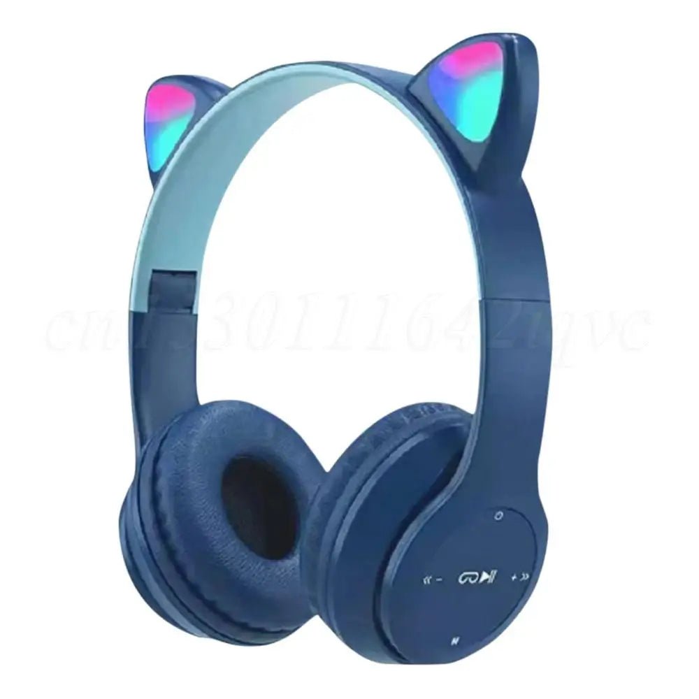 Wireless Headphones Cat Ear Gaming Headset Glow Light Bluetooth - Compatible Helmets Cute Over - Ear Headsets for Kids and Adult - RealmSelect