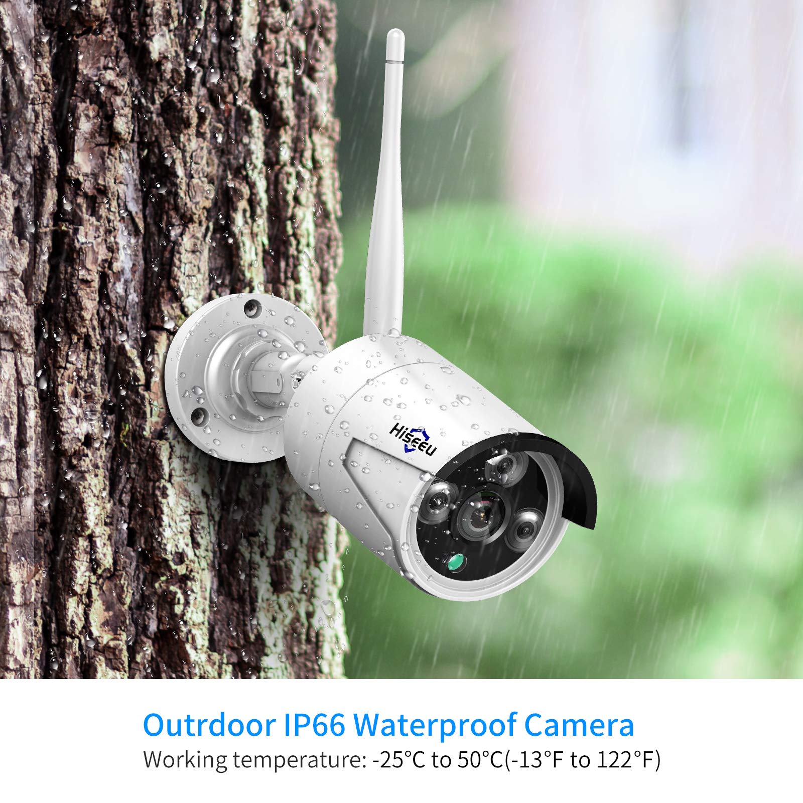 [Wireless Wi - Fi Pro, 100ft Range] Hiseeu Wireless Security Camera System, Expandable 16CH 4K NVR, 4Pcs 3MP Night Vision WiFi Cameras Home Surveillance Outdoor, Motion Detection, 1TB HDD, One - Way Audio - RealmSelect