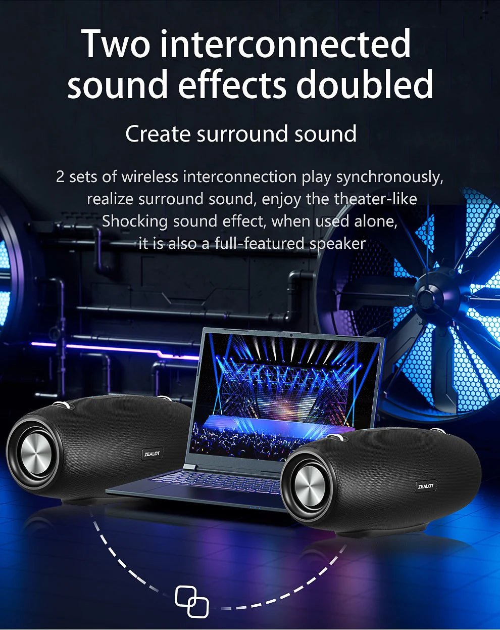 Zealot S67 Wireless Speaker WithShoulder Strap,Outdoor,Waterproof,Portable Speaker with Loud Stero and Booming Bass,40H Playtime - RealmSelect